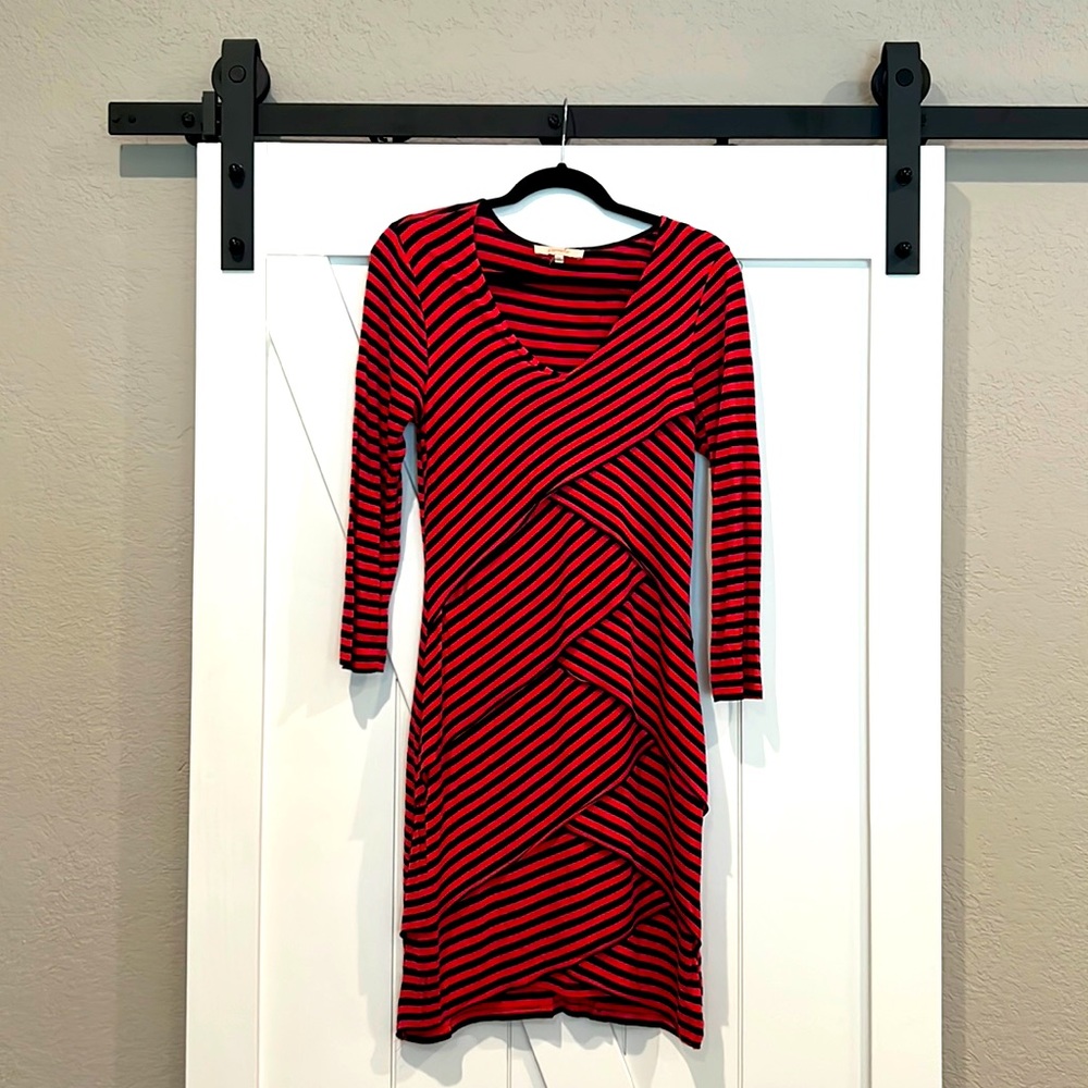 Orange & navy crisscross dress